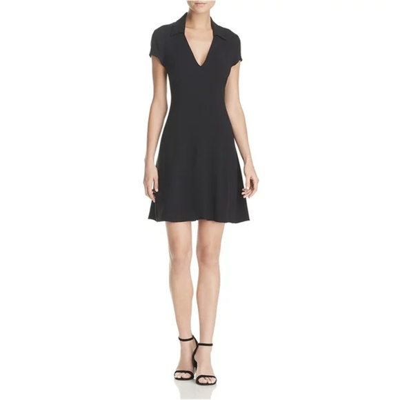 NWT Theory Easy Day Fit & Flare Crepe Black Mini Dress Sz. 8 - Picture 1 of 6